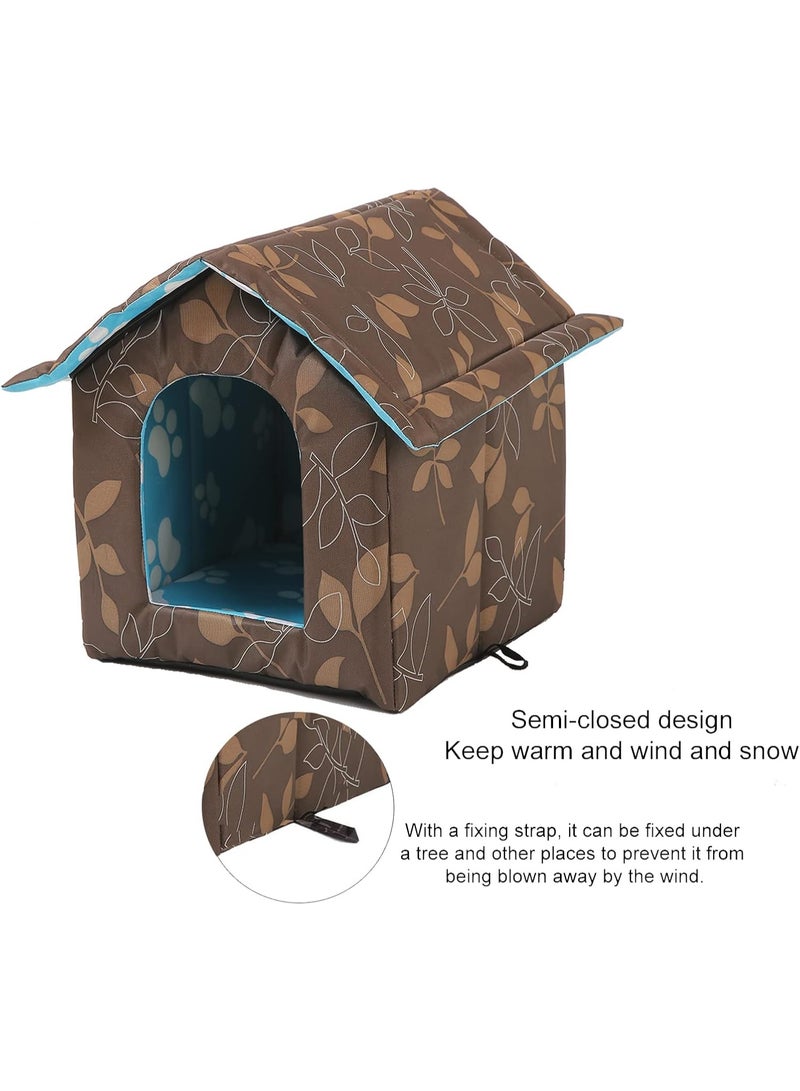 jaexest بيت قطط خارجي مقاوم للعوامل الجوية، مأوى حيوانات أليفة صغير معزول ودافئ للقطط الضالة والبرية، منزل للقطط بستارة شفافة مقاومة للرياح (تصميم ريفي أنيق) - Image 4